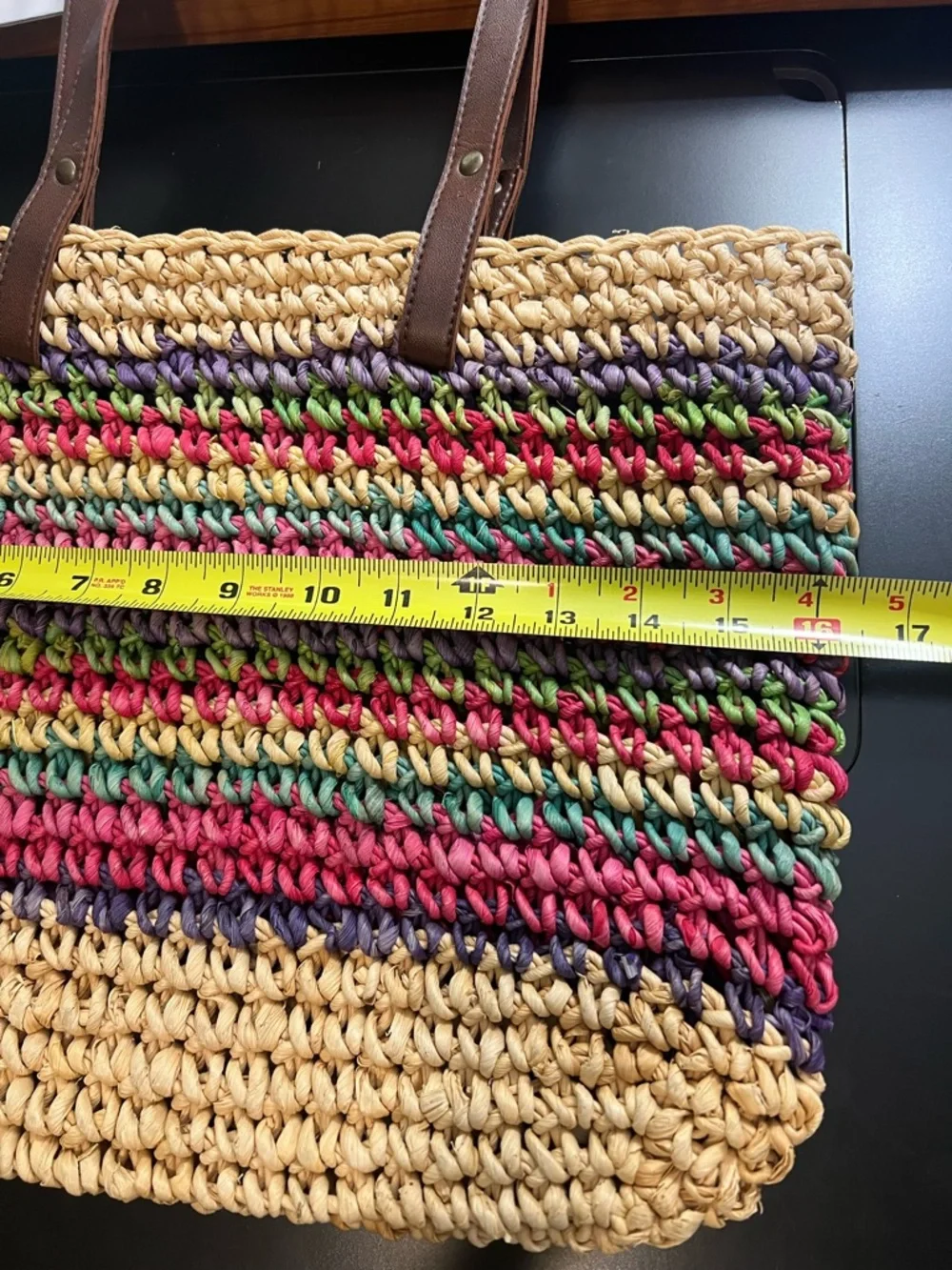 Vintage Multicolor Rainbow Woven Tote‎ Bag